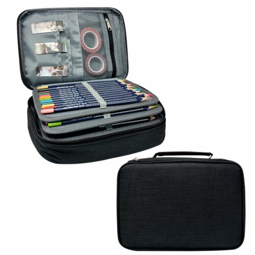 Wrapables Large Capacity 72 Slot Pencil Case for Colored Pencils, Stationery Pouch Black