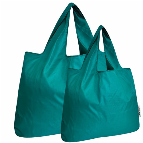 allydrew Large Small Foldable Tote Nylon Reusable Grocery Bags Set of 2 Teal 2 Pieces Foods Co