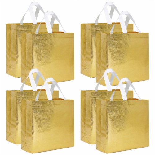 Wrapables Glossy Non-Woven Reusable Gift Bags with Handles for Weddings  (8pc), Gold, 8 Pieces - Kroger