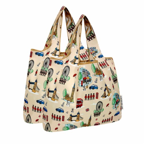 Wrapables Medium Nylon Reusable Shopping Bags Set of 2 Britain 1 Set Fred Meyer