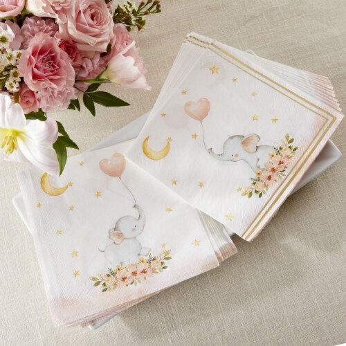 Kate Aspen Elephant Baby Shower 2 Ply Paper Napkins - Pink (Set of 120 ...