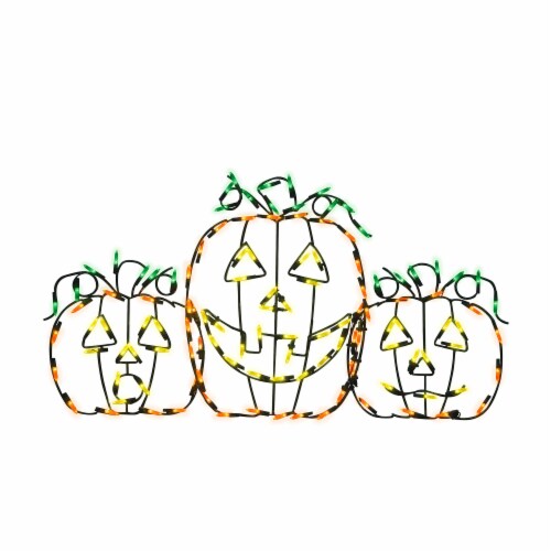 ProductWorks Pro Line LED Jack-O-Lanterns Halloween Yard Decoration Pumpkins Perspective: front
