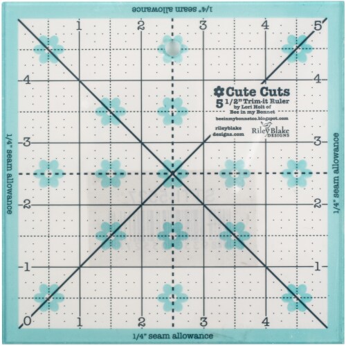 Riley Blake Trim It Square Ruler 5.5 - Perspective: front