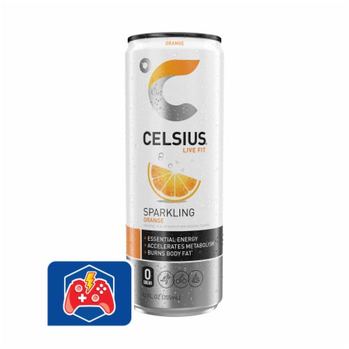 CELSIUS® Sparkling Orange Energy Drink Can Perspective: front