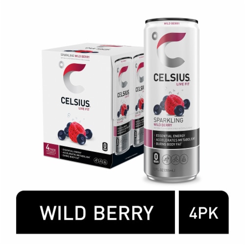 CELSIUS® Sparkling Wild Berry Energy Drink Multipack Cans Perspective: front