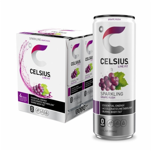 CELSIUS Sparkling Grape Rush Energy Drink Perspective: front