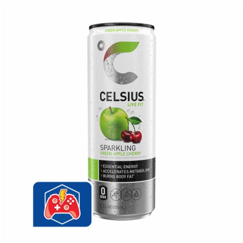 CELSIUS® Sparkling Green Apple Cherry Energy Drink Can Perspective: front