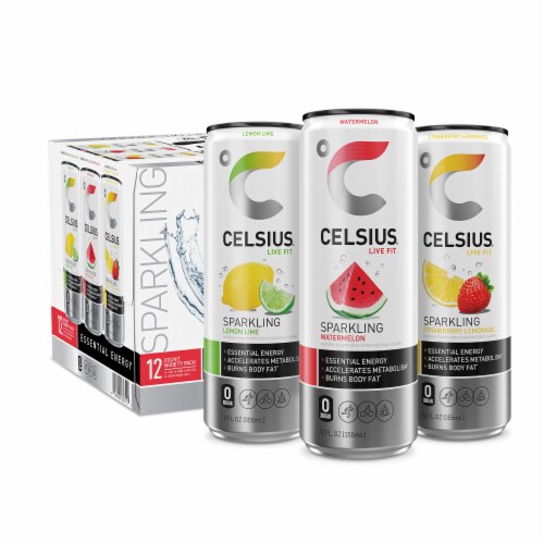 CELSIUS® Sparkling Poolside Energy Drink Variety Pack Cans Perspective: front
