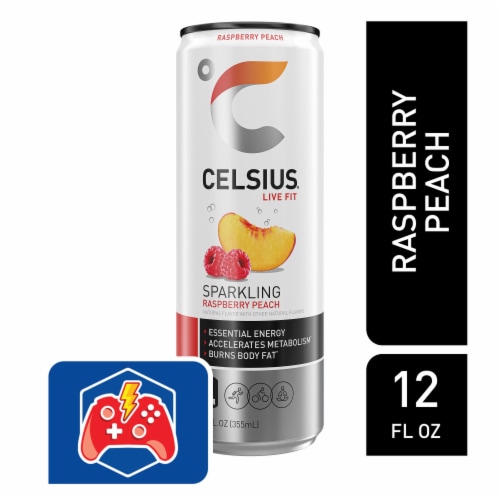 CELSIUS® Sparkling Raspberry Peach Energy Drink Can Perspective: front