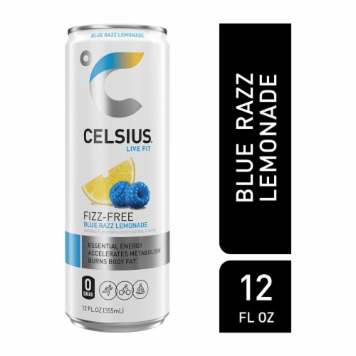 CELSIUS® Fizz Free Blue Razz Lemonade Energy Drink Can Perspective: front