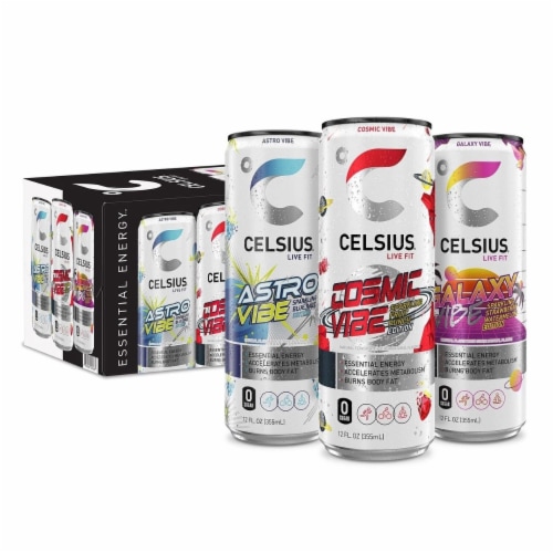 Celsius Space Vibe Variety Pack, 12 Fluid Ounce (Pack Of 18), 1 unit