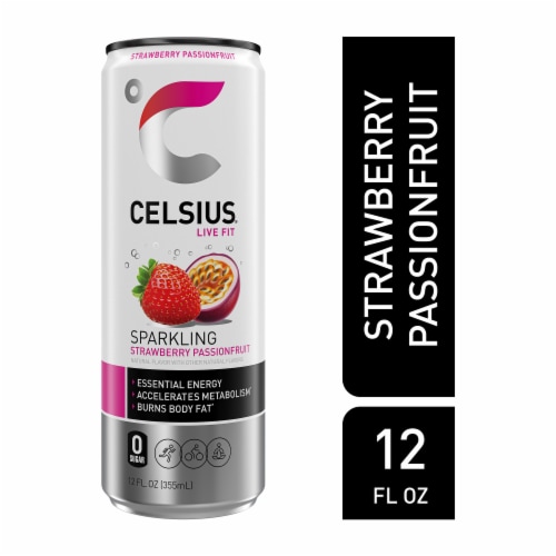 CELSIUS® Sparkling Strawberry Passionfruit Energy Drink Can Perspective: front