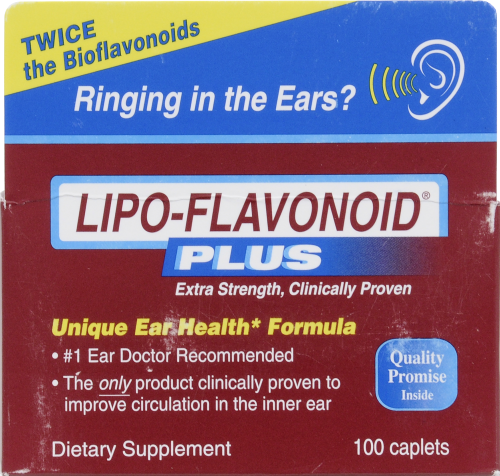Lipo-Flavonoid Plus Unique Ear Health Formula Caplets Perspective: front
