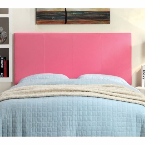Furniture of America Ramone Faux Leather Full/Queen Headboard in Pink