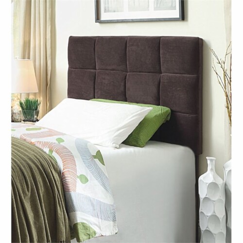 Furniture of America Hellan Fabric Upholstered Twin Headboard in Brown Perspective: front