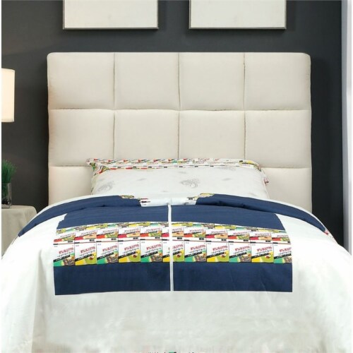 Furniture of America Hellan Fabric Upholstered Twin Headboard in Ivory Perspective: front