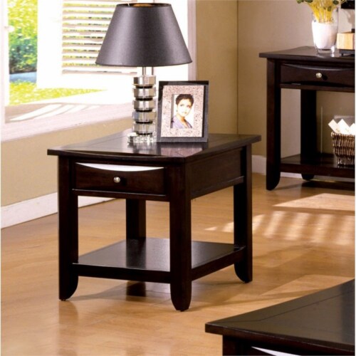 Furniture of America Bonner Transitional Wood 1-Drawer End Table in Espresso Perspective: front