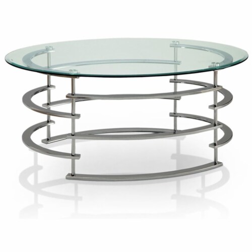 Furniture of America Intra Contemporary Metal Oval Coffee Table in