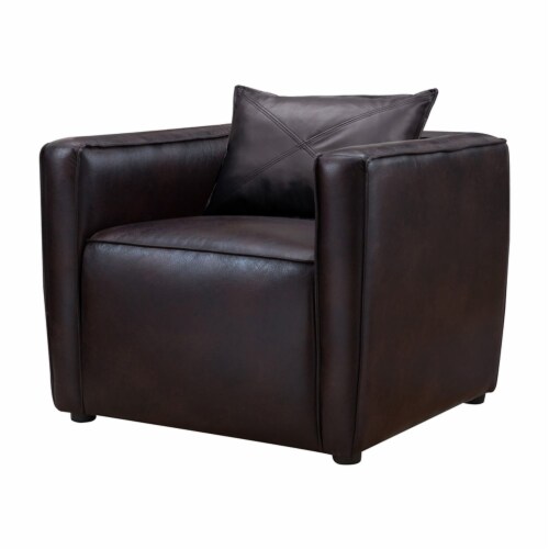Furniture of America Charlie Modern Vinyl Upholstered Accent Chair in Brown Perspective: front