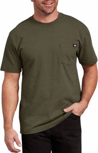 Dickies Men's Short Sleeve Heavyweight T-Shirt - Military Green, XL ...