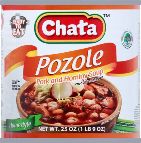Chata Homestyle Pozole Pork and Hominy Soup Perspective: front