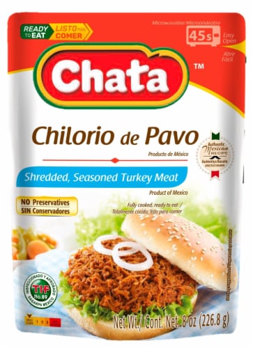 Chata™ Chilorio de Pavo Shredded, Seasoned Turkey Meat Pouch Perspective: front