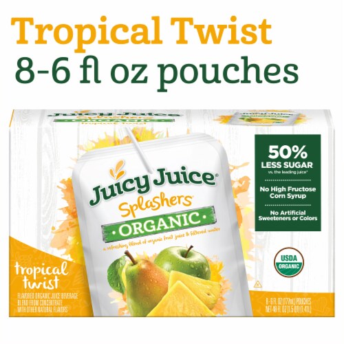 Juicy Juice Splashers Organic Juice Tropical Twist Perspective: front