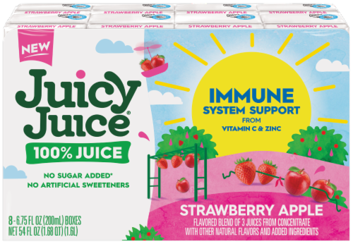 Juicy Juice®  Immune System Support Strawberry Apple 100% Juice Perspective: front