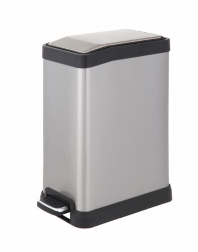 Home Zone Living Rectangle Pedal Stainless Steel Trash Can Perspective: front