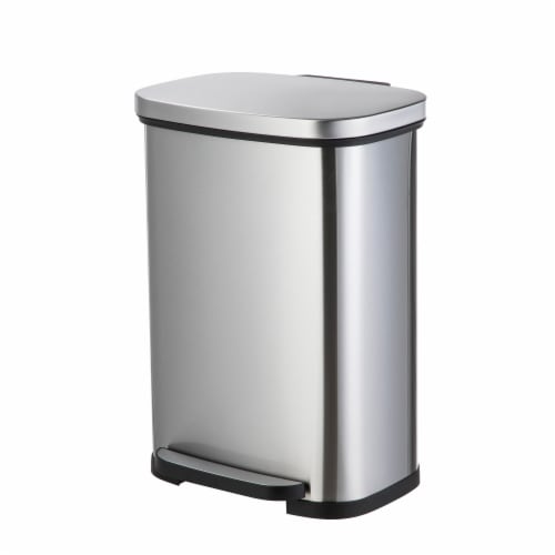 Home Zone Living Rectangle Wide Stainless Steel Trash Can, 50 L