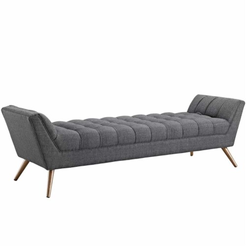 Response Upholstered Fabric Bench-EEI-1790 gray Perspective: front