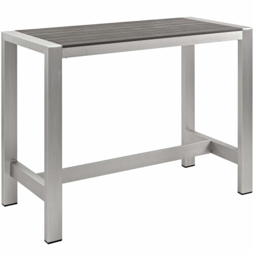 Modway EEI 2253 SLV GRY Shore Outdoor Patio Aluminum Rectangle Bar