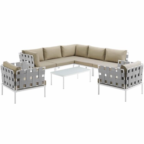 Modway Furniture EEI-2619-WHI-BEI-SET 15.5 x 31.5 x 31.5 in. Harmony Outdoor Patio Aluminum S Perspective: front