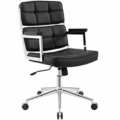 Portray Highback Upholstered Vinyl Office Chair - Black Perspective: front