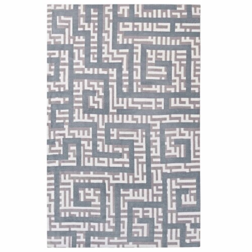 Nahia Geometric Maze 8x10 Area Rug ivory, light gray and sky blue Perspective: front