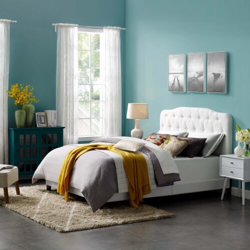 Modway Amelia Upholstered Twin Platform Fabric Bed Frame Wood