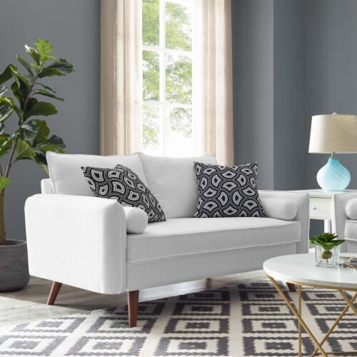 Revive Upholstered Fabric Loveseat - White Perspective: front