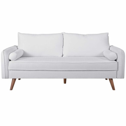 Revive Upholstered Fabric Sofa - White Perspective: front