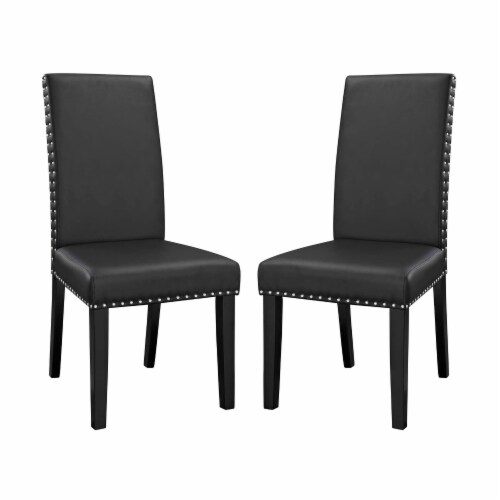 Parcel Dining Side Chair Vinyl Set of 2 - Black Perspective: front
