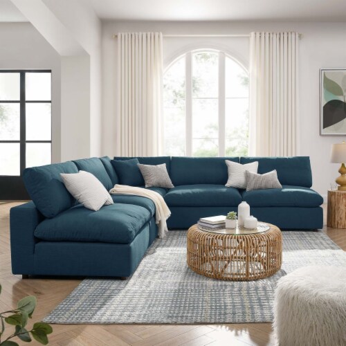 Commix down filled overstuffed 5 discount piece sectional sofa set white