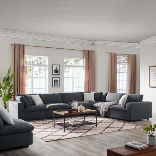 Commix down filled overstuffed 6 piece sectional sofa set gray discount