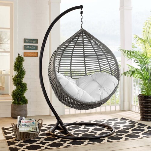 Garner Teardrop Outdoor Patio Swing Chair EEI 3614 gray white 1