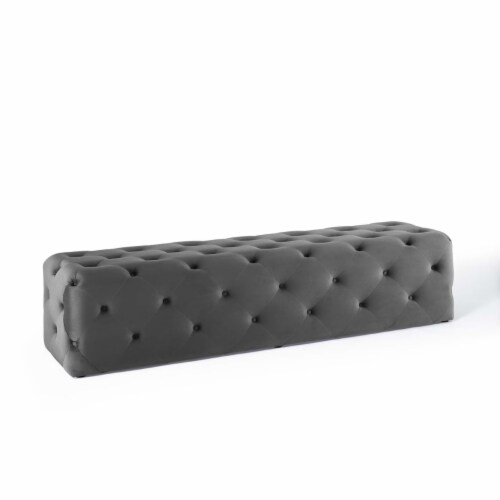 Anthem 72 Tufted Button Entryway Performance Velvet Bench Gray