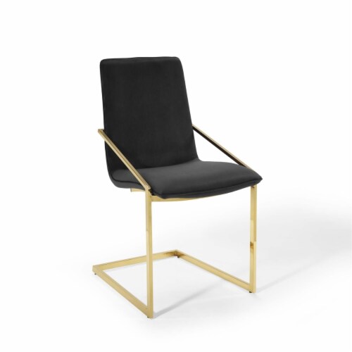 Pitch Performance Velvet Dining Armchair Gold Black Perspective: front
