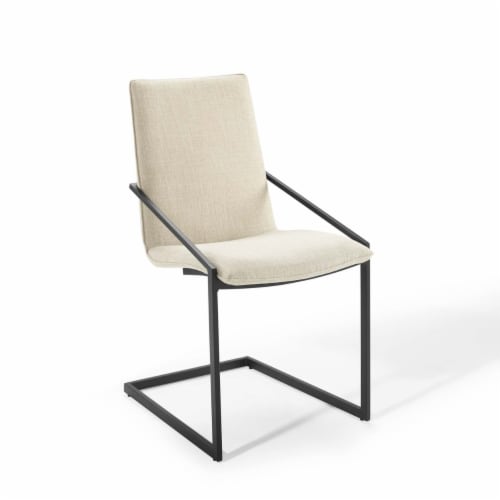 Pitch Upholstered Fabric Dining Armchair Black Beige Perspective: front