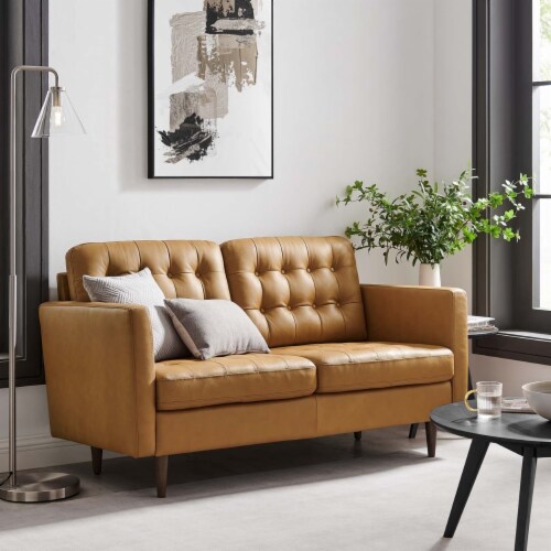 Deep leather loveseat deals