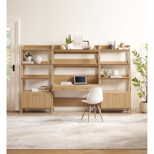 Office desk shop and bookshelf set
