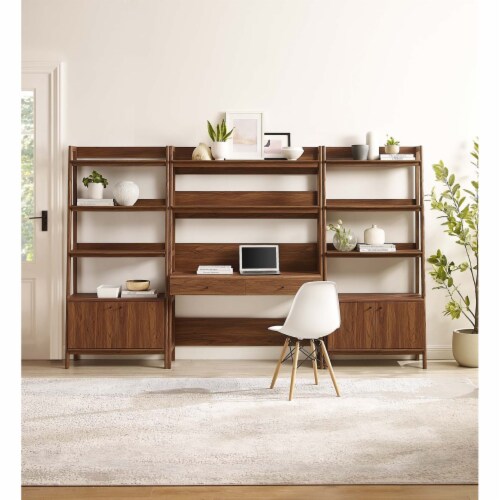 Bixby 3Piece Wood Office Desk and Bookshelf walnut, 1 unit Harris Teeter