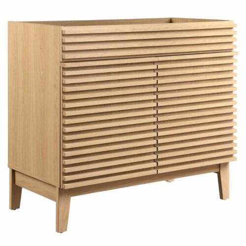 Render 36 Bathroom Vanity Cabinet, Oak Perspective: front