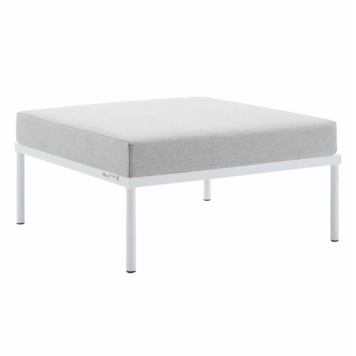 Harmony Sunbrella Outdoor Patio Aluminum Ottoman Gray Perspective: front